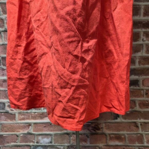 Isabel Maternity Coral Mini Dress Medium Smocked Puff Sleeve Linen Blend - Picture 5 of 7